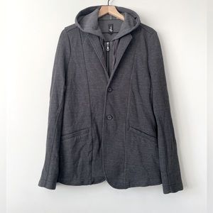 Howe 4 on the floor hooded zip up knit casual blazer jacket medium
